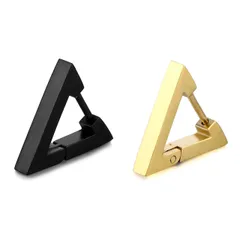 AREUM 三角ピアス トライアングル ２つ入り ステンレス 三角形 メンズ レディース 18G 人気アクセサリー (ブラック × ゴールド) [ブラック × ゴールド]