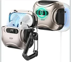 ★ESR AirPods 4 ケース AirPods 第4世代 ケース(2024) (USB-C) 対応 MagSafe 対応 落下防止ロック イージーオープン Cyberシリーズ 砂漠チタン