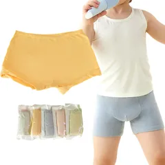 [masamilk] キッズ 使い捨て パンツ 5枚 個装 綿100% 厚手 コットン 子ども 下着 ボクサーパンツ 小学生 旅行 防災 合宿 (S, 男の子) [男の子] [S]のサムネイル