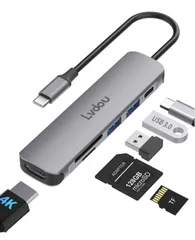 ★USB C ハブ 6-in-1 Lvdou アダプタ｜100W PD充電対応・4K 60Hz HDMI・MicroSD/SDカードリーダー搭載