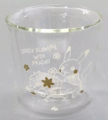 [중고] 머그컵·탕만 피카츄&셰이미 내열 더블 월글라스 LOVELY FLOWERS WITH PIKACHU [포켓몬스터] 포켓몬센터 한정