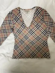 コンビニ BURBERRY バーバリー 正規品 ノヴァチェック Vネック 7分袖 Tシャツ