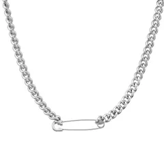 [LIBERTY-M] ネックレス メンズ レディース 安全ピン チェーン 幅6mm 韓国ファッション 短め チョーカー アクセサリー 