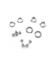 メンズ ピアス 5ペアセット フープ ピアス レディースピアス ユニセックス 両耳用 サージカルステンレス おしゃれ かっこいい プレゼント ブラック シルバー (シルバー) [シルバー]