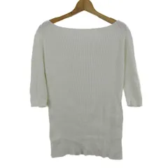 ミラオーウェン ニット トップス 五分袖 ボートネック リブ セーター レディース 1サイズ ホワイト Mila Owen 【中古】