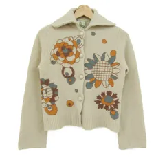 ホコモモラ カーディガン トップス 長袖 花柄 ニットジャケット レディース 40サイズ ベージュ×茶×オレンジ Jocomomola 【中古】