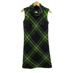 アニエスベー ノースリーブワンピース チェック柄 ウール トップス レディース 38サイズ ブラック agnes b. 【中古】