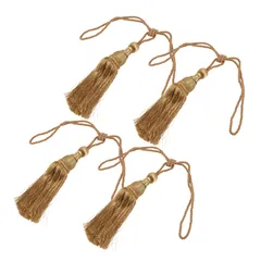 ideamall カーテンタッセル フリンジ 大きめ ゴールド 4個セット 