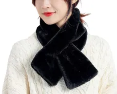 [infage] スヌード マフラー 防寒 ネック ウォーマー ふわふわ ティペット かわいい 暖かい おしゃれ 無地 レディース (ブラック) 春 夏 秋 冬 オシャレ お洒落 カワイイ 流行 定番 ファッション 人気 ニット フェイク ファー [ブラック]