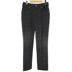 エドウィン EDWIN Miss EDWIN MR903 チェック柄 ロング丈 パンツ ストレート S 黒系 ブラック ジップフライ リブゴム