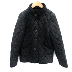 ビームスハート BEAMS HEART キルティングジャケット ミドル丈 スタンドカラー ドット柄 0 黒 ブラック /SM12