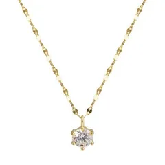[Liebendo] ネックレス アクセサリー レディース ペンダントトップ ペンダント ダイヤモンド ダイヤ シルバー925 チェーン 一粒ダイヤ シンプル ギフト プレゼント 金 銀 (ゴールド) [ゴールド]