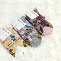 花柄ヒョウ柄ソックス 3足セットソックス 花柄 レトロ 靴下 　韓国