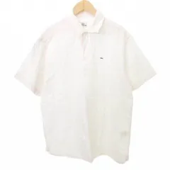 ラコステ LACOSTE ストライプ シャツ ブラウス ロゴ 薄手 4 約XLサイズ ピンク ■GY61