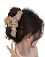 ヘアクリップ 髪留め バンスクリップ 大きめ シフォン プリンセスヘアピン 上品 可愛い シンプル おしゃれ ヘアアクセサリー しっかり 韓国風 おしゃれ 贈り物 レディース用 (コーヒー) [コーヒー]