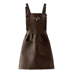 [goodspoon] エプロン かわいい メイド キッチン おしゃれ H型 シンプル ポケット付き 家庭 料理 プレゼント ゆったり 楽ちん きれいめ カフェエプロン DIY ガーデニング エプロンドレス 北欧風 スタッフ 保育士 レストラン  [ブラウン]