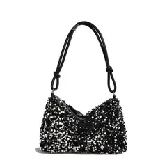 [Liebendo] キラキラバッグ スパンコール パーティ ハンド 肩掛け バッグ ショルダー 結婚式 パーティー バック オケージョン レディース 黒 シルバー 銀 可愛い おしゃれ 二次会 キラキラ ラメ (シルバー) [シルバー]