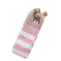 [ReiLuana] ロング ソックス ぽかぽか アニマル 保温 防寒 レディース 靴下 冷え性 対策 あったか ルーム (JP, アルファベット, Free Size, ピンクのくまさん) [ピンクのくまさん] [Free Size]