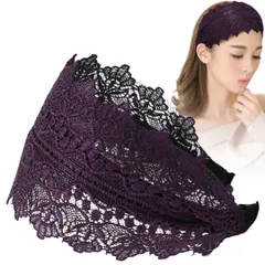 カチューシャ レディース レース 痛くない ヘアバンド 幅広 太め 痛くならない オシャレ シンプル おしゃれ ゆるめ ゆるい ヘアアレンジ ヘッドバンド 大人 可愛い ヘアアクセ リボン 髪飾り (パープル) [パープル]