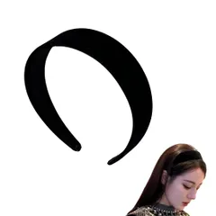 カチューシャ ベロア 痛くない ヘアアクセサリー 大人っぽい レディース シンプル 黒 赤 ヘアアクセ 痛くならない 太め おしゃれ ヘアアクセ 太め 大人可愛い ヘッドドレス 結婚式 お呼ばれ 髪飾り (ブラック) [ブラック]