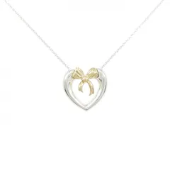 【ヴィンテージ】ティファニー ハート×リボン 925/750YG ネックレス