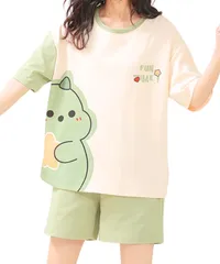 [Dep Club] パジャマ レディース 夏 可愛い るーむうぇあーレディース 上下セット 半袖 部屋着 ルームウェア 可愛いパジャマ 寝巻き 女子 かわいい pajamas women ねまき (JP, アルファベット, 2XL, [グリーン] [2XL]