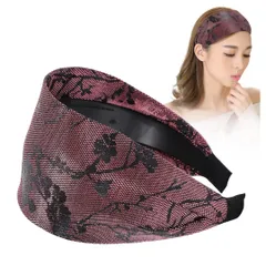 カチューシャ 髪留め ヘアバンド 幅広 スウェット ヘアターバン風 洗顔 リブ おしゃれ 花柄 ヘアアクセサリー (ワインレッド, フリーサイズ) [ワインレッド] [フリーサイズ]