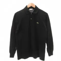 ラコステ LACOSTE ポロシャツ 長袖 ロゴワッペン 無地 3 黒 ブラック /YJ ■YHS12
