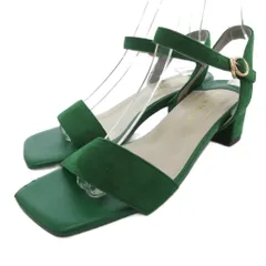 オリエンタルトラフィック ORIENTAL TRAFFIC サンダル M 23-23.5cm シューズ ローヒール ストラップ スクエアトゥ 緑 グリーン /AE