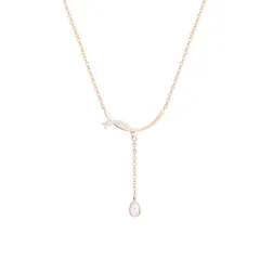 [Liebendo] ネックレス レディース 人気 シンプル ペンダント エレガント つけっぱなし ゴールドネックレス アクセサリー 錆びない ステンレス 金属アレルギー 人気 おしゃれ ピンクゴールド (ローズゴールド) [ローズゴールド]