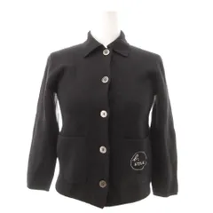 アニエスベー agnes b. ENFANAT 美品 カーディガン 襟付き ロゴ刺繍 8 黒 ブラック /YJ ■YHS12