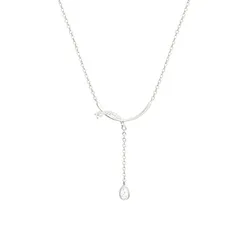 [Liebendo] ネックレス レディース 人気 シンプル ペンダント エレガント つけっぱなし ゴールドネックレス アクセサリー 錆びない ステンレス 金属アレルギー 人気 おしゃれ ピンクゴールド (シルバー) [シルバー]