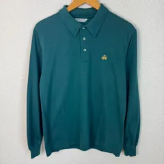 90s Brooks Brothers ブルックスブラザーズ 長袖ポロシャツ ロゴ刺繍 グリーン Mサイズ メンズ 古着 アメカジ クラシック