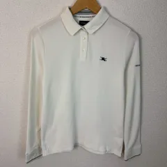 BURBERRY GOLF バーバリーゴルフ 長袖ポロシャツ ロゴ刺繍 ホワイト Lサイズ レディース 古着 クラシック レトロ