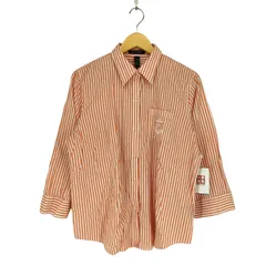 ローレンラルフローレン LAUREN RALPH LAUREN ロゴ刺繍ストライプ七分袖シャツ レディース  XL