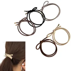 ヘアゴム おしゃれ 髪ゴム 太め パール レディース 髪留め ポニーテール シンプル 大人 可愛い ヘアアクセサリー ５本セット (リボン) [リボン]