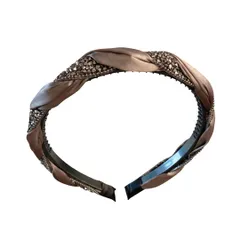 カチューシャ レディース サテン ビジュー 痛くない ヘアバンド 痛くならない オシャレ シンプル 細め 細い おしゃれ カワイイ ヘアアレンジ ヘッドバンド 大人 可愛い ヘアアクセ リボン 髪飾り 韓国 (ブラウン) [ブラウン]