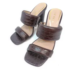 Cole Haan コールハーン ミュール 5.5B サンダル サイドゴア クロコ型押し 茶 レディース靴