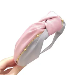 カチューシャ レディース ヘアバンド 幅広 韓国風 おしゃれ 痛くない メイク 洗顔 ヘアアクセサリー 髪留め (ピンクグレー, フリーサイズ) [ピンク✖️グレー] [フリーサイズ]