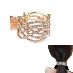 ヘアクロー ポニーテールクリップ ヘアクリップ 大きめ バンスクリップ おしゃれ 髪留め しっかりとまる 結婚式 ヘアアクセサリー リボン バレッタ かわいい 可愛い 韓国 まとめ髪 ヘアアクセ 髪飾り ヘアアレンジ (ゴールドA) [ゴールドA]