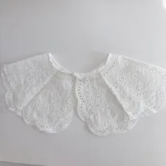 新品未使用　匿名配送　つけ襟 レース お祝い 卒園式　卒業式　入学式　入園式　フリル 行事 刺繍 お花 重ね着 パール キッズ 高見え　レース 付け襟 キッズ お花 花柄 フラワー 刺繍 韓国 レトロ シャツ襟 レイヤード おしゃれ つけえり つけ襟