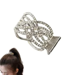 ヘアクロー ポニーテールクリップ ヘアクリップ 大きめ バンスクリップ おしゃれ 髪留め しっかりとまる 結婚式 ヘアアクセサリー リボン バレッタ かわいい 可愛い 韓国 まとめ髪 ヘアアクセ 髪飾り ヘアアレンジ (シルバーA) [シルバーA]