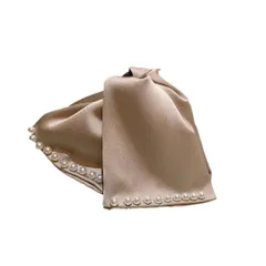 ヘアクリップ リボン 大きめ バンスクリップ 髪留め おしゃれ しっかりとまる 大人 ヘアアクセサリー 可愛い 韓国 髪飾り 軽い 結婚式 入学式 卒業式 デート オフィス 贈り物 レディース パール サテン (ベージュ) [ベージュ]