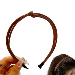 カチューシャ 細め フェイクレザー PUレザー ヘッドバンド 結び目 ヘアバンド ヘアフープ ヘアアクセサリー (ブラウン, フリーサイズ) [ブラウン] [フリーサイズ]