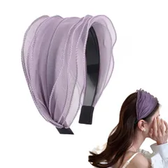 カチューシャ レディース 痛くない シフォン ヘアアクセサリー 幅広 太め 大人 可愛い おしゃれ 髪留め ヘアバンド ワイド (ラベンダー, フリーサイズ) [ラベンダー] [フリーサイズ]