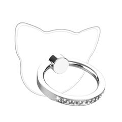 スマホリング 薄型 携帯リング タブレット リング スマホケース 360度回転スマホリング スマホ アクセサリー スマホぐりっぷ 透明 スマホアクセサリー スマホスタンド かわいい 落下防止 (ネコ シルバー) [ネコ シルバー]