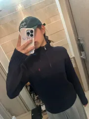 ポロ ハーフジップ ニット