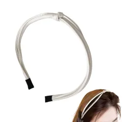 カチューシャ 細め フェイクレザー PUレザー ヘッドバンド 結び目 ヘアバンド ヘアフープ ヘアアクセサリー (オフホワイト, フリーサイズ) [オフホワイト] [フリーサイズ]