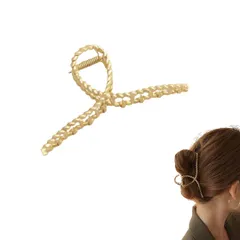 バンスクリップ リボン ヘアクリップパール 韓国風 ヘアクリップ ヘアクロー 大きめ おしゃれ 髪留め クリップ しっかりとまる 結婚式 ヘア バレッタ かわいい 可愛い 韓国 まとめ髪 ヘアアクセ 髪飾り ヘアアレンジ (ゴールドB) [ゴールドB]