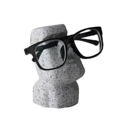 モアイ像 メガネスタンド 卓上 おもしろ グッズ モアイ イースター島 眼鏡 ホルダー サングラス メガネ置き ラック 面白い 置物 オーナメント インテリア 雑貨 (グレー) [グレー]